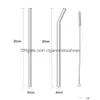 Drinking Straws Clear St Mm Reusable Straight Bent With Brush Eco Friendly Glass Sts For Smoothies Drop Delivery Home Garden Kitchen, Dhkwv