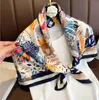 90x90cm Silk Scarf for Women Floral Print Headband Paris Shoulder Tote Bag Luggage Ribbon Head Wrap