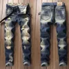 Men's Jeans Denim Jeans Straight Scratches Fashion Mens Pants Luxury Vintag Hole Ruined Long Broken Fashion Regular Fit Large Size T240428