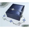 Colliers pendants Luxury Four Leaf Clover Designer Peandant Collier Elegant Ten Flowers Classic Choker Bling Diamond Purple Stone W Dhfzo