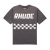 High Quality Original Rhuder Designer t Shirts Vintage Slogan Print High Street Fashion Label Loose Casual Versatile Couple Short Sleeved Mens with 1:1 Logo