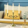 Candles Metal Gold Bronze Plated Candle Holder Retro 3Arms Candelabra For Wedding Prop Candlelight Dinner Hotel Home Decoration