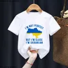 T-shirts 2024 Fun Oekraïense t-shirt Fun Boys and Girls T-shirt Childrens Anime Gift Presentatie Little Baby Harajuku kleding Straight Boatl2404