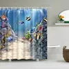 Sea Animals Fish Cartoon Shower Curtain Bathroom Curtain Frabic Waterproof Polyester Bath Curtain with Hooks 240423