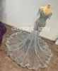 Ivy Silver Diamond Mermaid Evening Birthday Gala Dresses for Black Girl Sparkly Luxury Crystal Gillter Prom Gown abendkleider