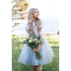 Two Piece Homecoming Jewel Dresses Blue Light Neck White Lace 1/2 Long Sleeves Tulle A Line Knee Length Prom Party Ball Gown Custom Made