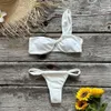 2024 Sexy Low Taille Bikini Set solide One Schulter -Tanga -Badebekleidung Frauen Badeanzug Strandkleidung baden Biquini Luxus Bad Trend 240411