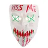 Masques de fête brillants Kiss Me Grie Face Mask Halloween Decorations Glow Cosplay Coser PVC LED LIGHTNING FEMMES MEN COSTUMES HOME DRIL DH61K