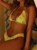 Damskie stroje kąpielowe Seksowne kwiatowe bikini 2024 Kobiety kostium kąpielowy Fe stroje kąpielowe Brazylijskie kantar Micro -Thong Zestawy Kobiety Kąpiel Suits Beach Wear D240429