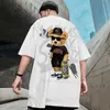 Men's T-Shirts Tai Chi Bear Print Mens T-shirt 100% Cotton Summer Short sleeved T-shirt Y2k Style Anime Top Extra Large T-shirt Street Clothing T-shirt 8XLL2404