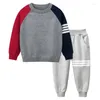 Clothing Sets 2PCS Striped Sweaters Pants Boys Set 2024 Winter Children's Casual Long Sleeve Sports Suits Kids Outfit Dropship