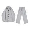 Men's Tracksuits Cotton Wide-leg Slacks Spring Hoodie Cardigan Coat Tracksuit Sets