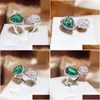 Band Rings Wedding Diamond Drop For Women Birthday Day Gift Luxury Love Heart Green White Chinese Finger Ring Jewelry Mosonite Stone Dhaut