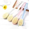 Cepillos de baño, esponjas SproBbers Back Spraw Shower Sponge Sponge Scrubber Cepillos con mango exfoliante Scrub Skin Masr Exfoliation B Dhumy