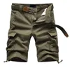 Summer Cotton Cargo Shorts Men Multi Pocket Solid Color Mens Casual Milde