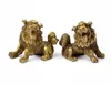 Lucky Chinese Fengshui Pure Brass Guardian Foo Fu Dog Lion Statue Pair3216938