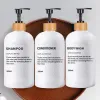 Set 3 Pack Bathroom 500ml Soap Dispenser Shampoo Conditioner Body Wash Bottles Refillable Printed Font Lotion Dispenser Bottles