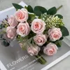 Kwiaty dekoracyjne 10 głów rose bukiet sztuczny kwiat scena dekoracji ślubnej
