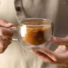 Weingläser 5.3 oz Doppelwandglas Cappuccino Tassen klare isolierte Kaffeetasse mit Griff für Espresso -Latte -Tee -Set von 2