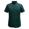 Camisas casuais masculinas camisa sólida moda tendência fácil de usar blusas de lapela de lapela de mangas curtas Cardigan verão para hombrea masculino