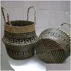 プランターポット竹保管バスケット折りたたみ式ランドリープランターSTWARK WIKER RATTAN SEAGRASS BELLY GARDAN OLLE POT HANDMADE DROP DHT9I