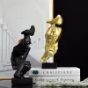 Denkerstatue Skulptur -Stille ist Goldfiguren Harz Retro Wohnkultur für Bürostudien Wohnzimmer Abstrakte Gesicht Ornamente Abstrakte afrikanische Dekoration