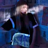 Summer Men Women Colorful Luminous High Street Shirt Y2K in tessuto ottico in fibra patchwork Night Club Tops a maniche corte 240426 240426