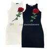 Rose Decoration Dress Women Tight Fitted Dresses Summer Sexy Bodycon Dress Casual Style Sleeveless Dresses