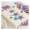 Banner Flags American Independence Day Linen Table Runner Home Restaurant Decoration Daim Nwarf Long Strip Normcecloth Room Drop de Dhcxv