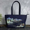 Attraction touristique sac de style ethnique Broidered Denim Tissu épaule Bag de femme Sac à main rétro de style chinois littéraire Hanfu