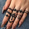 Cluster Ringe Fashion Black Schlangen Schmetterling für Frauen Schmuck Anillo Finger Ring Set Ohr Girls Bages ästhetische Accessoires