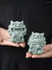 Tea Pets 2pcs Stone Animal Sculpture Cute Lion Pet Ornaments Creative Fortune Feng Shui Decoration Table Decorative Crafts