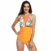 2024 New One-piece swimsuit women's solid color mesh bikini bikini women Beach Wear VBH