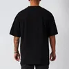 Oversize t -shirt letter afdrukken korte mouw losse casual tee tops zomer ademende snel droge heren gym fitness training kleding 240430