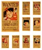 Autocollants muraux One Piece Classic Anime vintage Affiche Luffy Zoro Want Room Decor Art Kraft Paper4432702