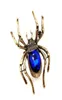 Pins Brooches Vintage Look Golden Legged Black Crystal Pave Head Blue Stone Spider Pin And Brooch Witch Costume Jewelry For Hallo8232319