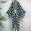 Winyi Imono Africa Summer Boho Boho Stripe Print Beach水着