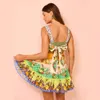 女性ドレスデザイナー2024新しいレジャーファッション印刷されたノースリーブカラースプレッチレースアップドレス