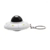 Keychains UFO Keyring Ornament Mini Spaceship Model Keychain Pendant met LED -licht