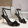 Sıcak Satış Peep Toe Kadınlar Yüksek Topuk Sandalet ayak bileği toka kayışı 2024 Yaz Yeni Var Yüksek Kalite Orijinal Deri Marka Lüks Tasarımcı Kadın Sandalet