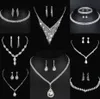 Wertvolles Labor Diamantschmuck Set Sterling Silber Hochzeit Halskette Ohrringe für Frauen Braut Engagement Schmuck Geschenk H9UQ#