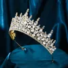 Tiaras Fashion Elegant White Crystal Tiara Crown Wedding Hair Bijoux Bride Bride Luxury Queen Girls Couronne Accessoires