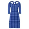 Vestidos casuais vestido de impressão xadrez azul feminina vintage check streetwear retro com arco de verão enormes vestidos