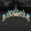 Tiaras barocchi fatti blu fatti a mano Crystal Accessori per capelli per capelli tiara coreano Cine regina ragazza da sposa da sposa sposa perle corona tiara