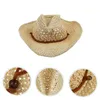 Berets 2 Costumes PC pour hommes Cowboy Hat Visor Sun Block Paille tresse Cowgirl Beach Western Style Miss