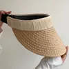 Cappelli a sfera di cappelli estivi intrecciati per donne Svuota top largo brim outdoor cavalcano da sole spiaggia per la protezione UV femminile femminile