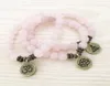 SN1107 Bracelet de quartz rose authentique Bracelet en laiton antique Om Bouddha Lotus Charm Bracelet Gift pour HER6545044