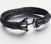 Trendy Punk Black Anker Armband Handgemachte Lederseilkette für Männer039s Metall Sport Haken Armband Schmuckgeschenke 7499676