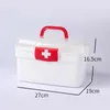 First Aid Case Bins Portable Medicine Storage Box Multipurpose Removable Tray Emergency Box Household Double Layer for Sewing