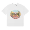 RHUDE TシャツデザイナーティーラグジュアリーファッションメンズTシャツハイストリートホテルプリントピュアコットンカジュアルショートスリーブTシャツ男性と女性向け